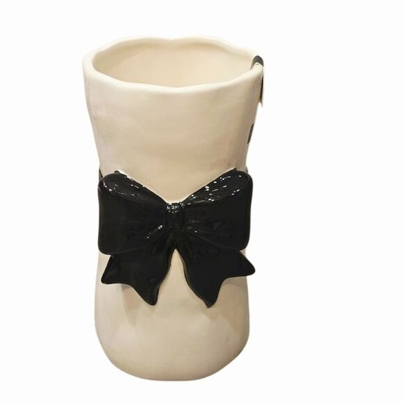 Dwell Studio Hand Painted Bow Ceramic Vase - Picture 2 of 7